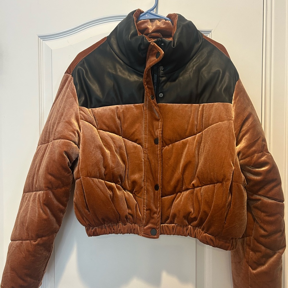 Celebrity Pink Brown and Black Puffer Jacket